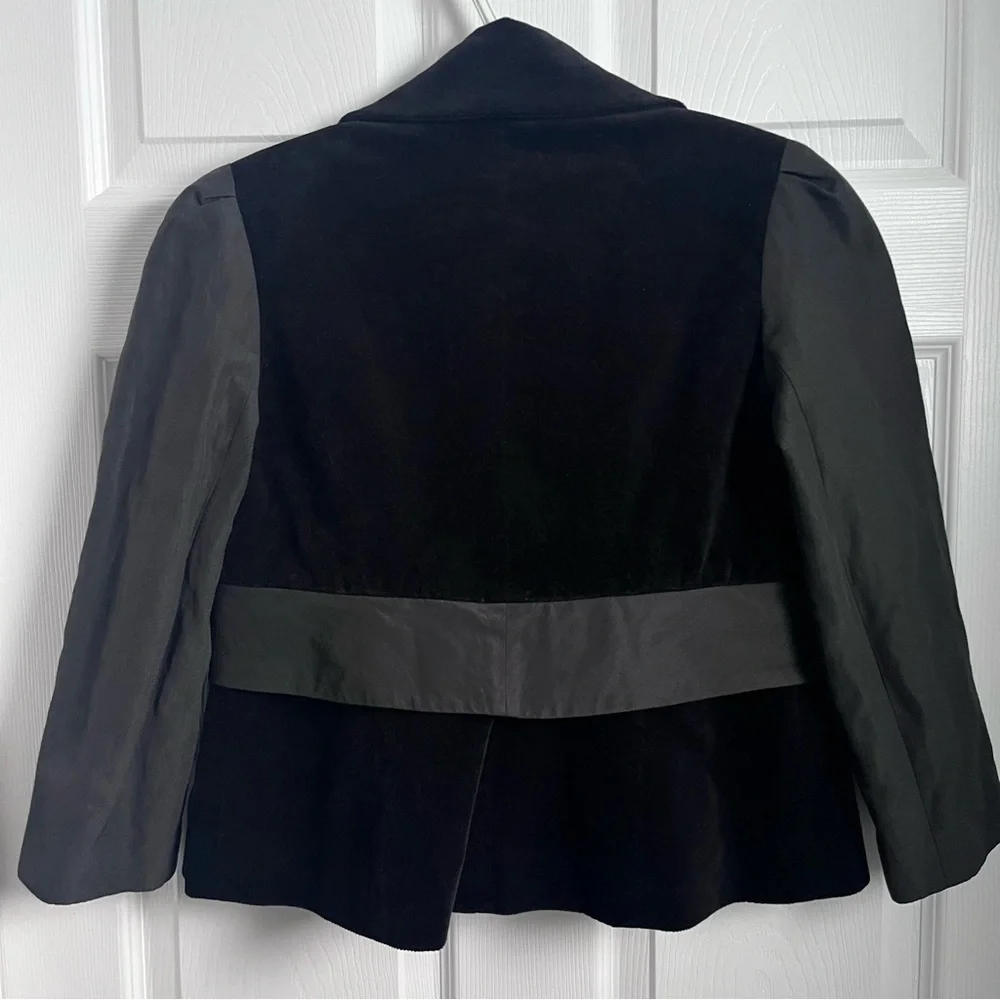 Robert Rodriguez Velvet Blazer Jacket Black Knot bow collar Size 6 Small belted - Picture 6 of 6